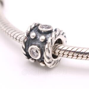 Authentic PANDORA Abstract Oxidized Charm with cubic zirconia